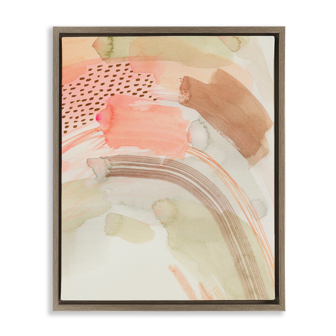 Stupell Industries Funky Blush & Beige Abstract Framed Floater Canvas Wall Art Design by Grace Popp